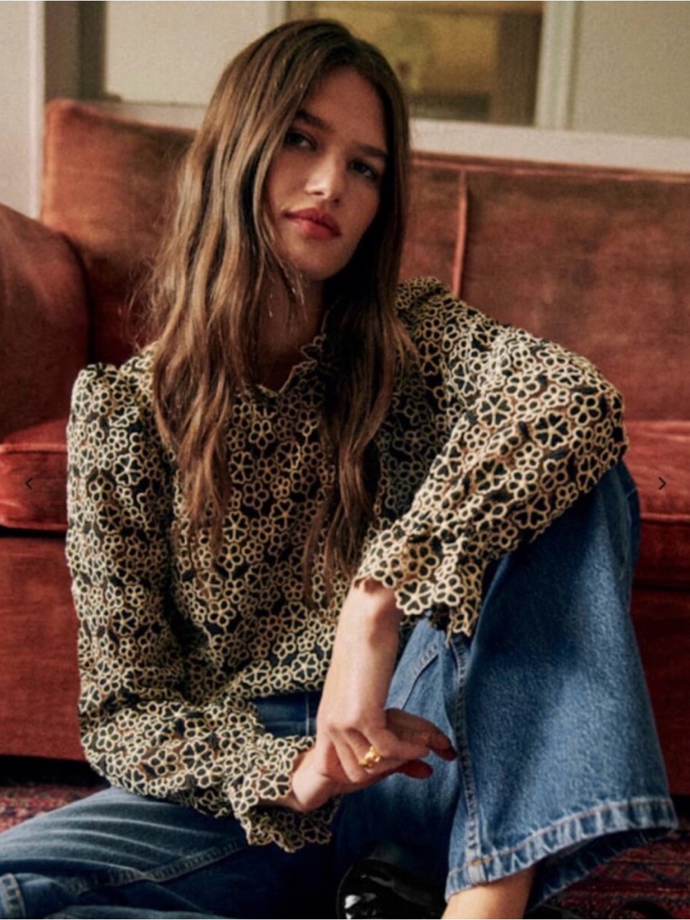Sézane Jordyna Blouse in Black and Cream